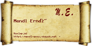 Mendl Ernő névjegykártya